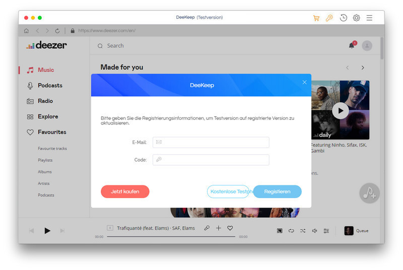 DeeKeep Deezer Music Converter registrieren